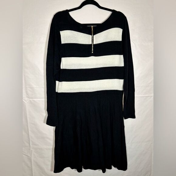 NWT Lane Bryant Sweater Dress Long Sleeve Black and White Striped Stripes Mini - Picture 5 of 6